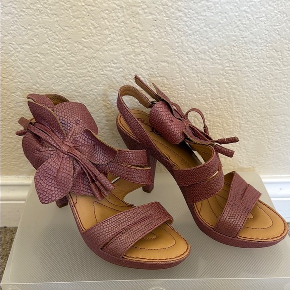 Mauve Strappy Snakeskin Heals by Born Crown - Picture 2 of 9